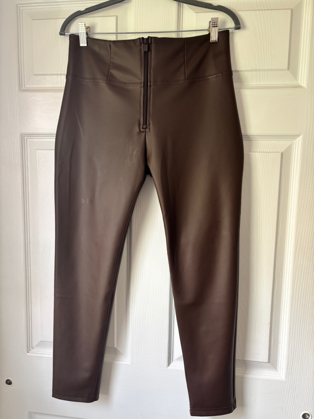 Freddy Brown Faux Leather Leggings with Branded Waistband